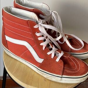 Vans Burnt Orange and White High-Top Sneakers